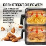 GOURMETmaxx FryUp3 Vertikale Heißluftfritteuse 3 Kammern | Airfryer XXL mit 3 Grillracks & 3 Sichtfenstern | Heissluftfritteuse XXL - 17 L | Air Fryer Frittesue ohne Öl | Heißluftfriteuse Touchdisplay - Image 5