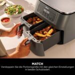 Ninja Dual Zone Digital Air Fritteuse, 2 Schubladen, 7,6 l, 6-in-1, verwendet kein Öl, Air Fry, Max Crisp, Braten, Backen, Aufwärmen, Dehydrieren, antihaftbeschichtet, spülmaschinenfeste Körbe, Gun - Image 4