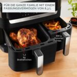 Moulinex Dual Easy Fry 8,3 L - Dual Air Fritteuse, Energieeinsparung bis zu 70%, Fassungsvermögen von 5,2 l und 3,1 l, 7 Programme, knusprige Ergebnisse, spülmaschinenfest, digitales Rezeptbuch,