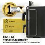 GOURMETmaxx FryUp3 Vertikale Heißluftfritteuse 3 Kammern | Airfryer XXL mit 3 Grillracks & 3 Sichtfenstern | Heissluftfritteuse XXL - 17 L | Air Fryer Frittesue ohne Öl | Heißluftfriteuse Touchdisplay - Image 2