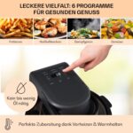 Klarstein Heißluftfritteuse 2-in-1, Airfryer mit Dampffunktion, Heissluftfritteuse zur Schnellaufheizung, Air Fryers mit 6 Programmen, Air Fryer XL, Heißluft-Fritteuse Extra-Zubehör, 5 L, 1250 W - Image 4