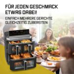 GOURMETmaxx FryUp3 Vertikale Heißluftfritteuse 3 Kammern | Airfryer XXL mit 3 Grillracks & 3 Sichtfenstern | Heissluftfritteuse XXL - 17 L | Air Fryer Frittesue ohne Öl | Heißluftfriteuse Touchdisplay - Image 11