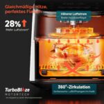 COSORI Turbo Blaze Luftfritteuse, 6 l, Air Fryer, 46% schneller, mit DC-Motor, 9-in-1-Öl-Fritteuse mit 117 Kochrezepten, spülmaschinenfest, Frittieren, Backen, Braten, Trocknen, Weiß - Image 7