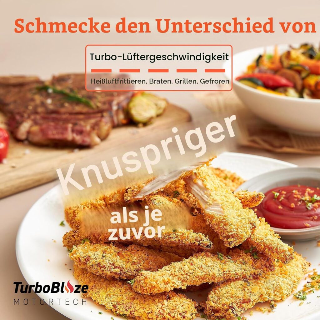 COSORI Turbo Blaze Luftfritteuse, 6 l, Air Fryer, 46% schneller, mit DC-Motor, 9-in-1-Öl-Fritteuse mit 117 Kochrezepten, spülmaschinenfest, Frittieren, Backen, Braten, Trocknen, Weiß