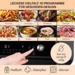 Klarstein 18 L Heißluftfritteuse, Airfryer mit Dampf- und Trocknungsfunktion, Schnelle Heissluftfriteuse XXL, Timer, 10 Programme, Air Fryer zum Luftfritieren, 2450W Fritteuse Heissluft ohne Fett