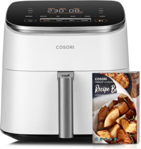 COSORI Turbo Blaze Luftfritteuse, 6 l, Air Fryer, 46% schneller, mit DC-Motor, 9-in-1-Öl-Fritteuse mit 117 Kochrezepten, spülmaschinenfest, Frittieren, Backen, Braten, Trocknen, Weiß